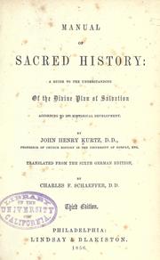 Cover of: Manual of sacred history: a guide to the understanding of the divine plan of salvation according to its historical development.