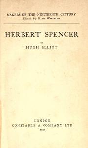 Cover of: Herbert Spencer. by Hugh Samuel Roger Elliot