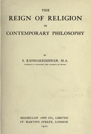 Cover of: reign of religion in contemporary philosophy