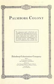 Cover of: Palmborg colony ..