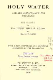 Cover of: Holy water and its significance for Catholics by Heinrich Theiler