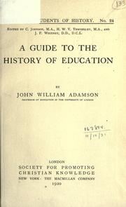 Cover of: A guide to the history of education.