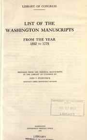 Cover of: List of the Washington manuscripts from the year 1592 to 1775