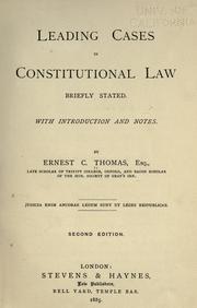 Cover of: Leading cases in constitutional law briefly stated: with introduction and notes