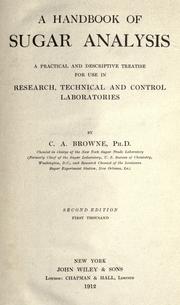 Cover of: A handbook of sugar analysis by Charles Albert Browne, Charles Albert Browne