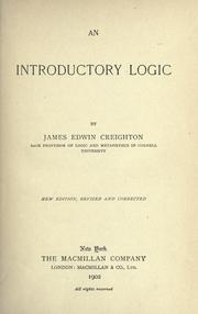 Cover of: An introductory logic by James Edwin Creighton, James Edwin Creighton