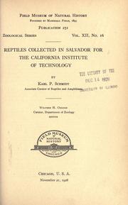 Cover of: Reptiles collected in Salvador for the California Institute of Technology by Karl Patterson Schmidt