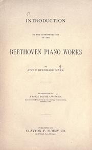 Cover of: Introduction to the interpretation of the Beethoven piano works
