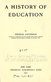 Cover of: A history of education. by Thomas Davidson
