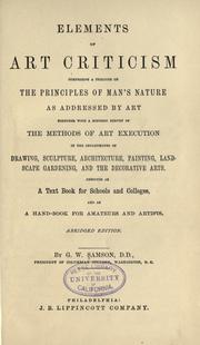 Cover of: Elements of art criticism by G. W. Samson