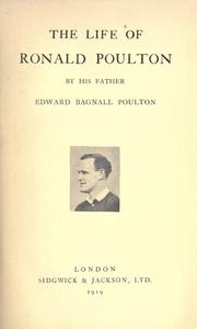 Cover of: The life of Ronald Poulton by Poulton, Edward Bagnall Sir