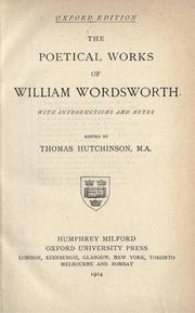 Cover of: The poetical works of William Wordsworth by William Wordsworth