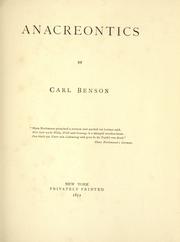 Cover of: Anacreontics