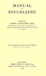 Cover of: Manual of psychiatry by A. J. Rosanoff