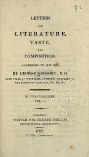 Cover of: Letters on literature, taste, and composition by G. Gregory