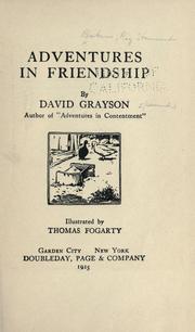 Cover of: Adventures in friendship by David Grayson