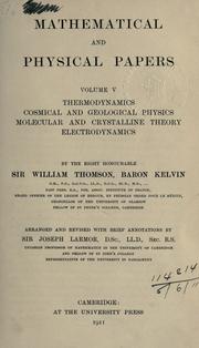Cover of: Mathematical and physical papers by William Thomson Kelvin