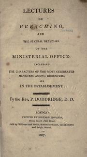 Cover of: Lectures on preaching and the several branches of the ministerial office by Philip Doddridge