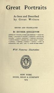 Cover of: Great portraits as seen and described by great writers by Esther Singleton, Esther Singleton