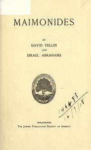 Maimonides by Yellin, David