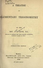 Cover of: A treatise on elementary trigonometry.