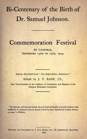 Cover of: Bi-centenary of the birth of Dr. Samuel Johnson.
