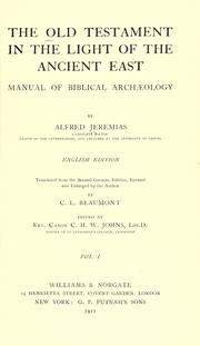 Cover of: The Old Testament in the light of the ancient East by Alfred Jeremias