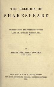 Cover of: The religion of Shakespeare by Simpson, Richard