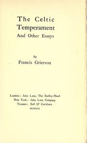 Cover of: The Celtic temperament by Francis Grierson, Francis Grierson