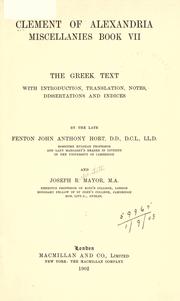 Cover of: Miscellanies book VII: the Greek text