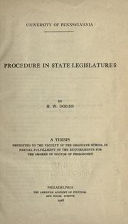 Cover of: Procedure in state legislatures