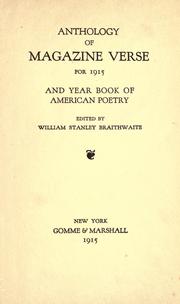 Cover of: Anthology of magazine verse for 1915: and year book of American poetry