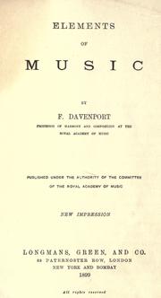 Cover of: Elements of music by Francis Davenport