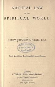 Cover of: Natural law in the spiritual world. by Henry Drummond