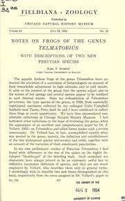 Notes on frogs of the genus Telmatobius by Karl Patterson Schmidt