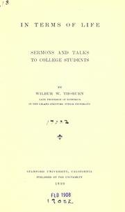 Cover of: In terms of life by Wilbur Wilson Thoburn