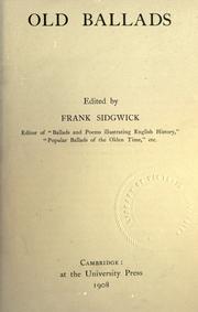 Cover of: Old ballads. by Frank Sidgwick