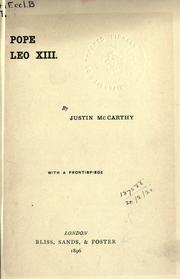 Cover of: Pope Leo XIII. by Justin McCarthy