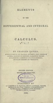 Cover of: Elements of the differential and integral calculus by Charles Davies