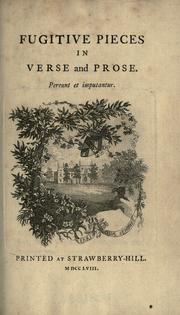 Cover of: Fugitive pieces in verse and prose