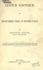 Cover of: Sanctum sanctorum by Theodore Tilton, Theodore Tilton