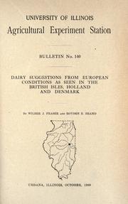 Cover of: Dairy suggestions from European conditions as seen in the British Isles, Holland and Denmark