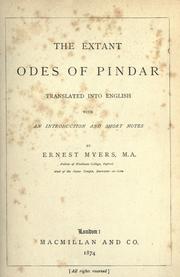 The extant odes of Pindar by Pindar