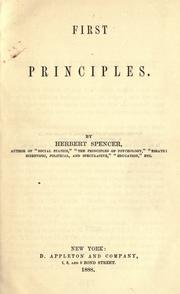 Cover of: First principles by by Herbert Spencer.