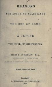 Cover of: Reasons for abjuring allegiance to the See of Rome: a letter to the Earl of Shrewsbury