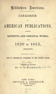 Cover of: Bibliotheca americana. by Orville A. Roorbach
