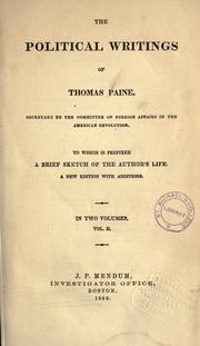 Cover of: The political writings of Thomas Paine ... by Thomas Paine