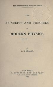 Cover of: concepts and theories of modern physics.