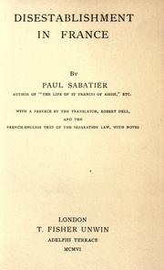 Cover of: Disestablishment in France by Sabatier, Paul