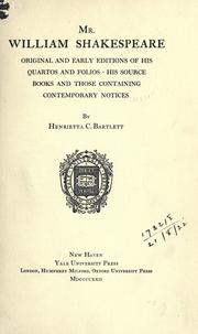 Cover of: Mr. William Shakespeare by Henrietta Collins Bartlett